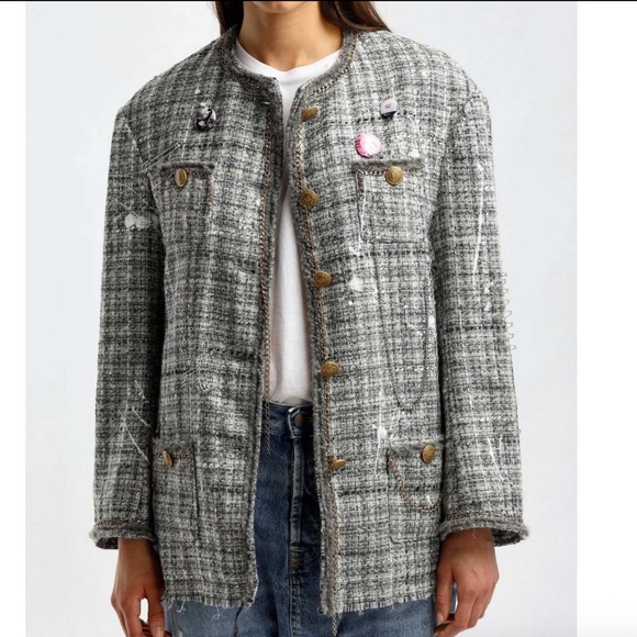 Like New R13 Paint Splatter tweed blazer/jacket, L,  PG1456 - Picture 2 of 16